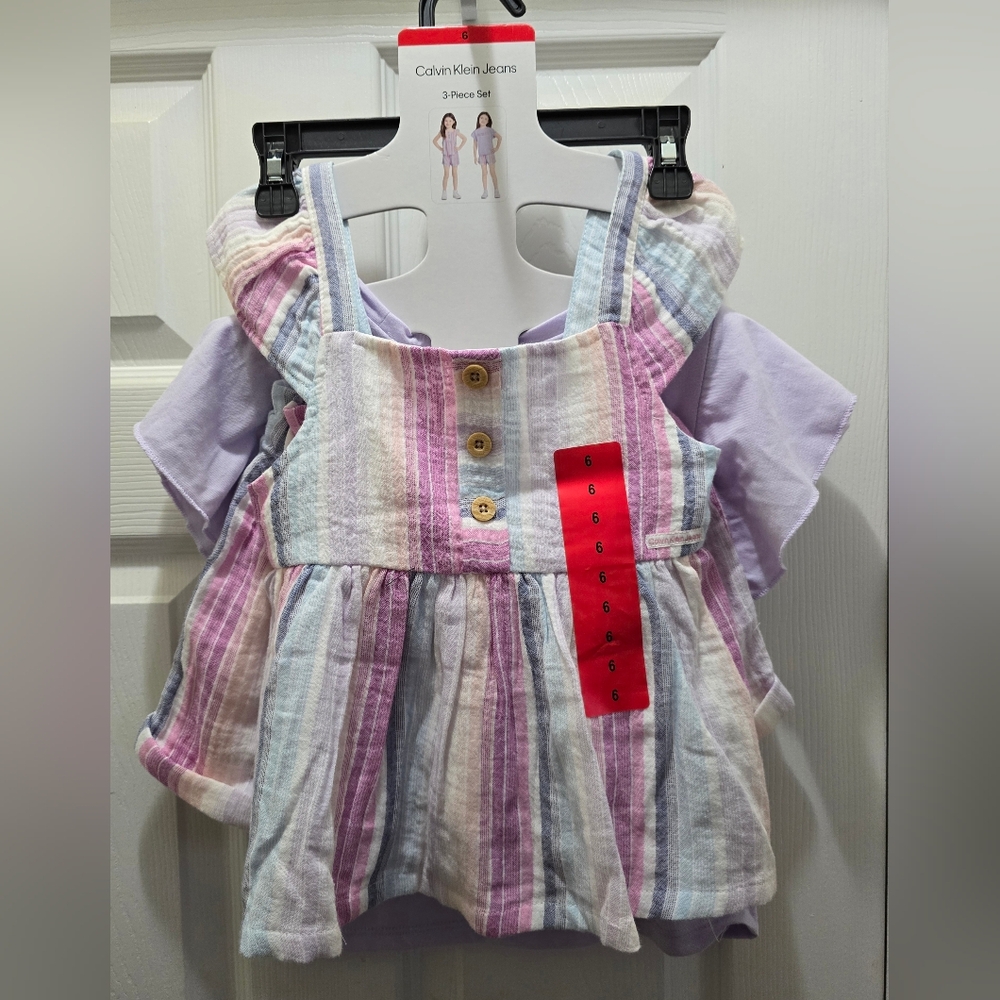 Calvin Klein Collection Multicolor Striped Kids 3 Pc Set, Size 6